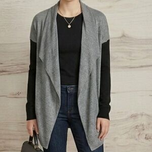Apt. 9 Grey & Black Colorblock Open Front Cardigan Sweater Women's Small